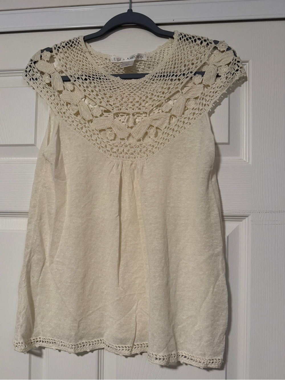 Ulla Johnson Crochet Cream Top Coquette Bohemian Boho Festival Fairy